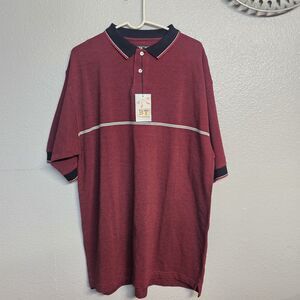 BT Player Men's Polo Shirt XL Red Black Textured Short Sleeve Golf Casual DD781